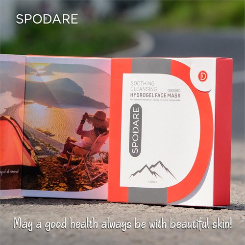 SPODARE SPORTS MASK - Partitioned Care Hydrogel Face Mask - Cleanse and Soothe Facial Skin - Oil Control and Redness Relief after Exercise - Leave You Glowing and Luminous - For All Skin Types - 5 Pc