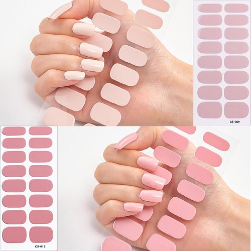 8 Sheets Semi Cured Gel Nail Strips Stickers Solid Color Gel Nail Stickers Gradient Glitter Nail Polish Strips Shine Full Warps Self-Adhesive Nail Gel Stickers for Women Nail Art Decoration Kits