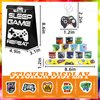 24 sets of Video Game Party Favors, 220 Pcs Gamer party Favors - Gaming Birthday Goodie Bags Included Gift Bags, Game Keychain, Slap Bracelet, Stickers, Game Ring, Hand Strap for Gaming Kids