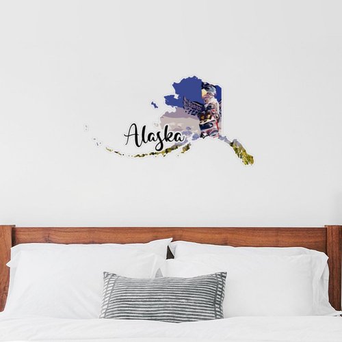 Alaska Landmark Scenery Wall Decals Alaska Wall Sticker Vinyl Mural Decals Reusable Home Decals for Classroom Bike Backdrop Wall Art Holiday Decorations 22in