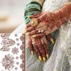 Temporary Henna Tattoo Stickers Indian Henna Flower Pattern Fake Tattoos Stickers for Women Henna Body Arms Legs Hands Tattoo Stickers, Halloween Costume Cosplay Wedding Beach Party Decorations 6 Pcs