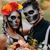 BASEMMAHER Rose Flower Crown Headband Day of the Dead Halloween Frida Mexican Rainbow Floral Crown Garland Headwear Hair Wreath Hair Accessories for Women Halloween Party Costume Headpiece