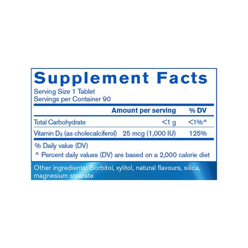Pharmax Chewable Vitamin D (1000 IU) | Supports Development and Maintenance of Bones and Teeth | 90 Chewable Tablets