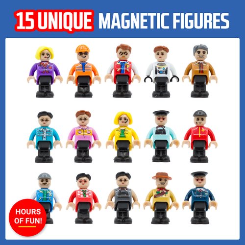Playmags Magnetic Figures Community Set of 15 Pieces - Play People Perfect for Magnetic Tiles Building Blocks - STEM Learning Toys Children – Magnet Tiles Expansion Accessories Pack