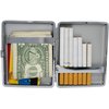 Navy Blue Smooth Leather (Full Pack 100s) Metallic Cigarette Case & Stash Box