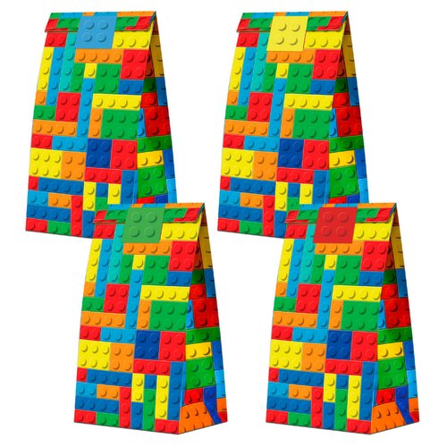 BCHOCKS 30 PCS Party Favor Bags for Building Blocks Party Supplies, Party Gift Goody Treat Candy Bags for Building Blocks Party Favors Decor for Building Blocks Themed Birthday Decorations