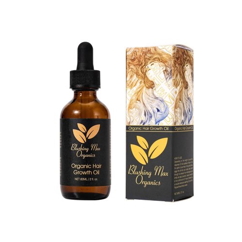 Blushing Max Organic Castor Oil, Rosemary Oil, Peppermint Oil, Coconut Oil & Biotin Hair Growth Oil - Hair Growth Products, Damaged Hair Treatment, Hair Oil, Ginger Oil, Hair Growth Serum