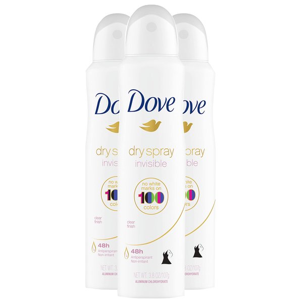 Dove Anti-Perspirant Aerosol Clear Finish 3.8 oz, Pack of 3