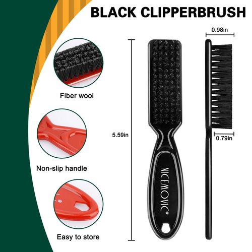 NICEMOVIC 10 Pcs Barber Clipper Cleaning Brush, Barber Accessories Cleaning Supplies, Blade Trimmer Cleaning Mini Brush Bulk Set Duster Manicure Nylon Brush Hair Styling Brush Tool (Black&Red)