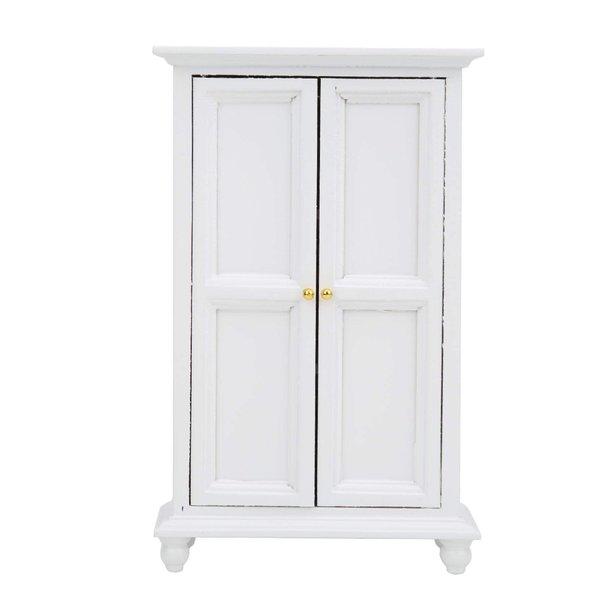 Miniature White Wooden Wardrobe Mini Dollhouse Accessories Miniature Furniture Doll Furniture Closet Tiny Furniture Clothes Wardrobe for Dollhouse