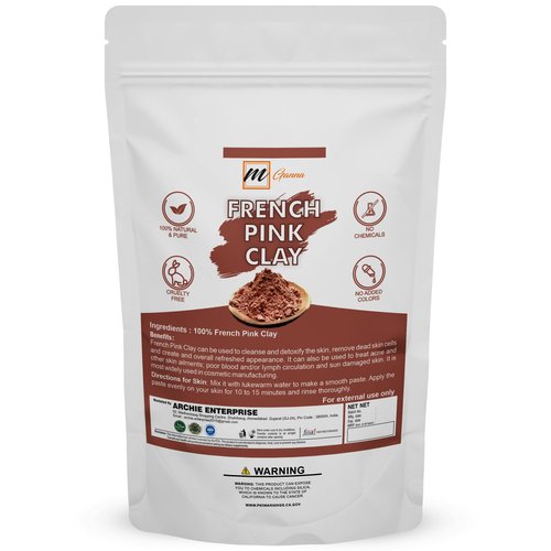 mGanna 100% Natural French Pink Clay Powder/Rose Clay for DIY Facial Masks, Creams, Soft Peels and Scrubs, and Soap Making 0.22 LBS / 100 GMS