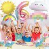 6th Birthday Decorations Girl, 6th Rainbow Birthday Balloons Set with Sun Rainbow Gradient Stars and 40 Inch Number 6 Foil Balloon for Rainbow Theme Girls 6th Birthday Party Decoration Supplies