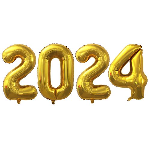 GOER 2024 Foil Number Balloons for 2024 New Year Eve Festival Party Supplies Graduation Decorations (Gold,32 Inch)