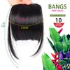 LEEONS Clip on Bangs Black Fringe Hair Extensions 6" Short Straight Clips in Hair Bang False Flat Hairpiece Two Side(1B#)