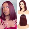 99J Burgundy Lace Front Wigs Human Hair 13x4 Short Bob Wig HD Lace Front Human Hair Wig Pre Plucked with Baby Hair 8inch180% Density Win Red Burgundy Color Bob Wig for Women Human Hair