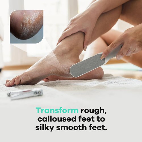 Dermasuri Double Sided Stainless Steel Foot File - Coarse and Fine Grit - Callus Remover, Cracked Heel Repair, Professional Foot Care Tool - Pedicure Rasp for Wet and Dry Feet