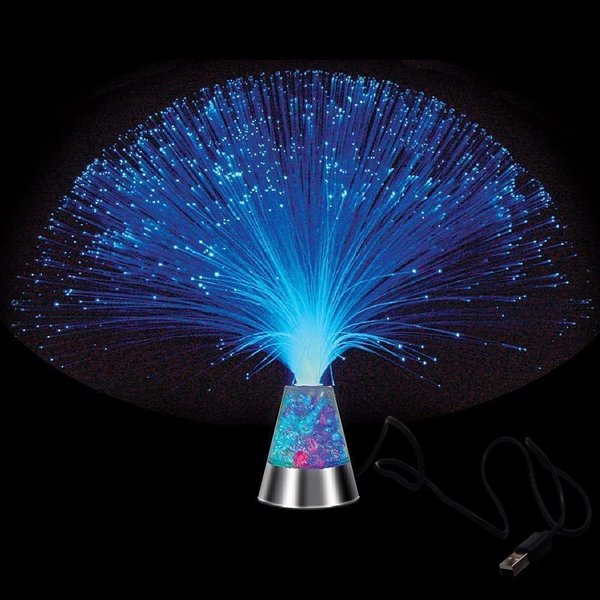 JALORDE USB Ice Fiber Optic Mood Novelty Lamps Lighting Glacier Lite with Color-Changing Crystals Base (USB)
