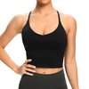 Lemedy Women Sports Bras Strappy Longline Fitness Padded Workout Yoga Running Crop Tank Tops (Black, Small)