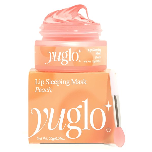YUGLO Moisture & Collagen Booster Lip Sleeping Mask - Treatment to Restore, Hydrate & Plump Dry Chapped Lips - Peach