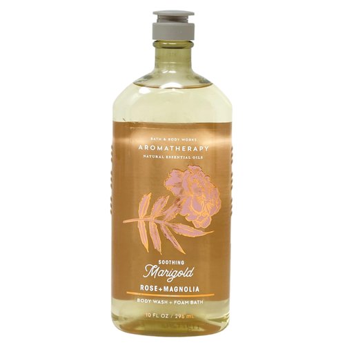 Generic Bath and Body Work Aromatherapy Soothing Marigold ROSE + MAGNOLIA Body Wash + Foam Bath Gift Set - Lot of 3-10 fl oz / 296 mL each, Full Size, Orange