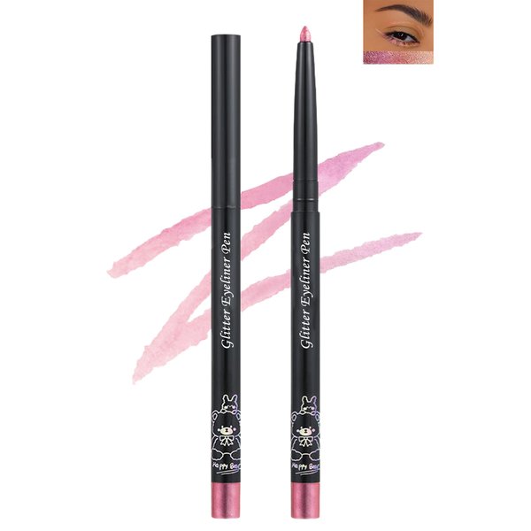 Colored Glitter Eyeliner Pencil, Chameleon Matte Metallic Eyeliner Pen Eyeshadow, Pink Shimmer Retractable Eyeliner Waterproof Smudge-proof, Highlighter Gel Eye Liner with Sharpener Gift for Women-02
