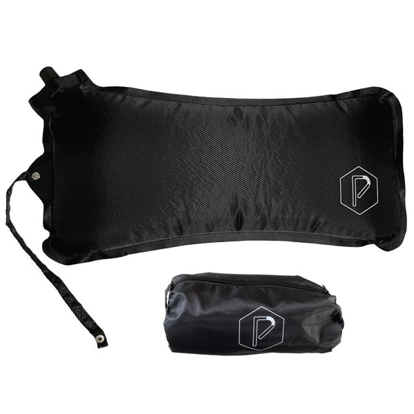 POSTURELY Inflatable Travel Lumbar Back Support Pillow Self-Inflating for Airplanes, Car or Desk (Black)