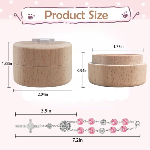 TBTFW My First Rosary, Baby Rosary Baptism Keepsake Box, Rosary Catholic Gift for Girls, First Christian Communion GiftUsed for Baptism Ceremony (Pink)