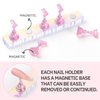 Etercycle 2 Set Nail Holder for Display Painting Nails - Aurora Acrylic Magnetic Practice Nail Stand Set - Fake Nail Holder for Press On Nails with Reusable Adhesive Putty (Transparent + Pink)
