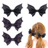 4Pcs Halloween Black Bat Hair Clips for Women Girls, Halloween Bows Hair Clips Alligator Barrette Gothic Bat Wing Hair Accessories for Kids Cosplay Costume Party (Black Bat 4pcs)