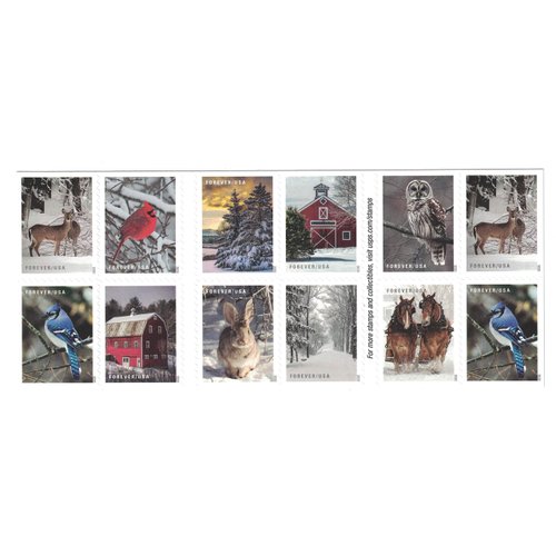 USPS Forever Stamps Winter Scenes - Book of 20 Postage Stamps