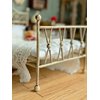 Funky Mini House 1:12 Scale Miniature Beige Iron Bed with Lace Bedding, Handmade Vintage Dollhouse Furniture BJD Ob11 Accessories