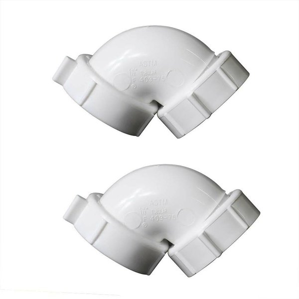 GULUANT 2 Pack Replacement 1-1/2 Inch PVC 90° Elbow with Nuts & Washers/Reusable Nuts for Primex 89793