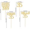 Gyufise 24Pcs Happy 35th Cupcake Toppers Glitter Thirty-five Straight Outta 1989 Cupcake Picks Cheers to 35 Years Birthday Cake Decorations for Happy 35th Birthday Anniversary Party Supplies Gold
