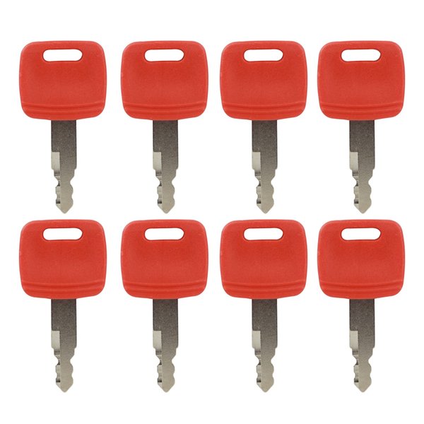 H800 8PCS Ignition Keys Replacement for John Deere Hitachi Excavator Case Dozer Fiat New Holland AT194969 AT147803 4286465 Red