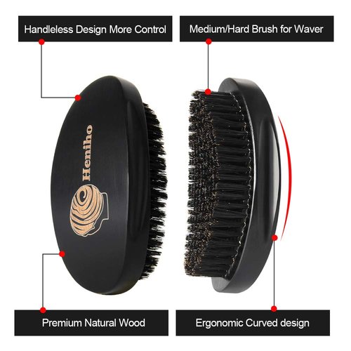 3pcs Silky Durag with Wave Brush for Men 360, Curved Medium/Hard Hair Brush Kits,C