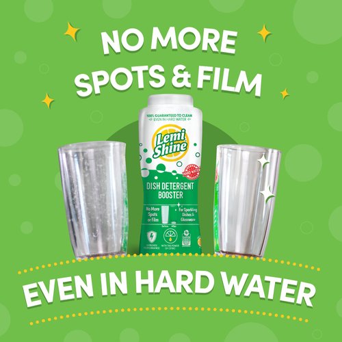 Lemi Shine Dish Detergent Booster, Hard Water Stain Remover, Multi-Use Citric Acid Cleaner (24 oz Container, 1 Bottle)