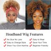 FBKDFCZS Afro Headband Wig Short Afro Kinky Curly Wigs for Black Women,Ombre Brown Glueless Afro Wigs with Headbands Attached Afro Curly Headband Wigs Synthetic Afro Scarf Wigs for Womens Afro Wigs