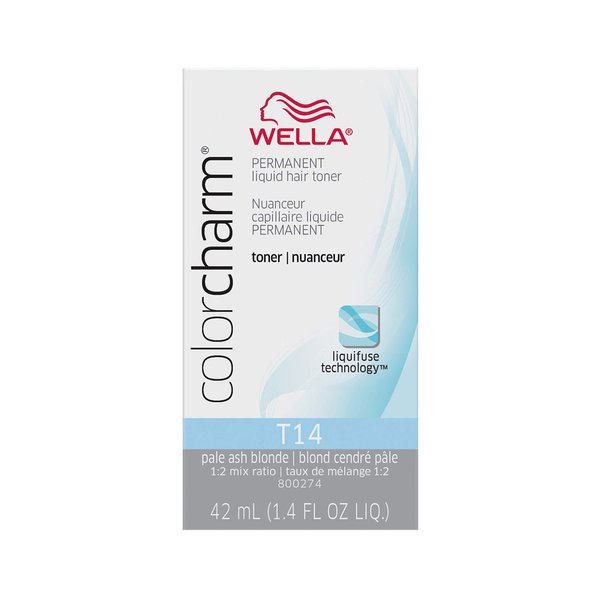 WELLA Color Charm Hair Toner, Neutralize Brass With Liquifuse Technology, T14 Pale Ash Blonde, 1.4 oz