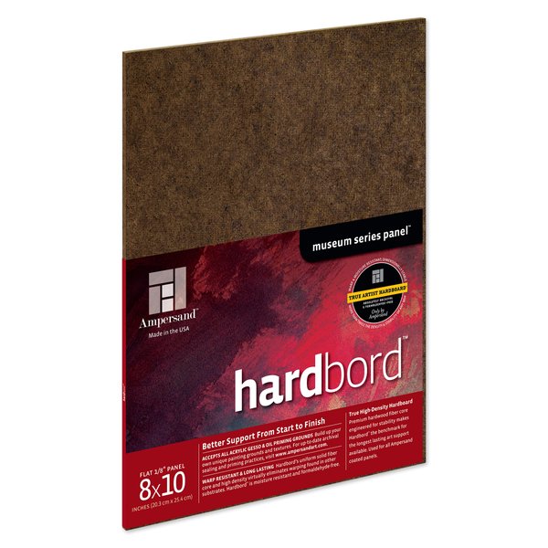 Ampersand Art Supply Hardboard Wood Painting Panel: Museum Series Hardbord, 8" x 10", 1/8 Inch Flat Profile