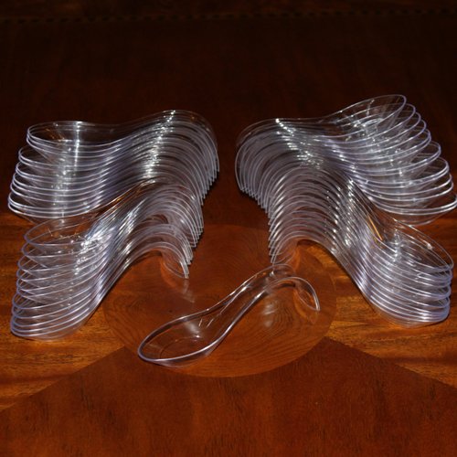 Asian Spoon - Plastic Horderve or Dessert spoon - Package of 50