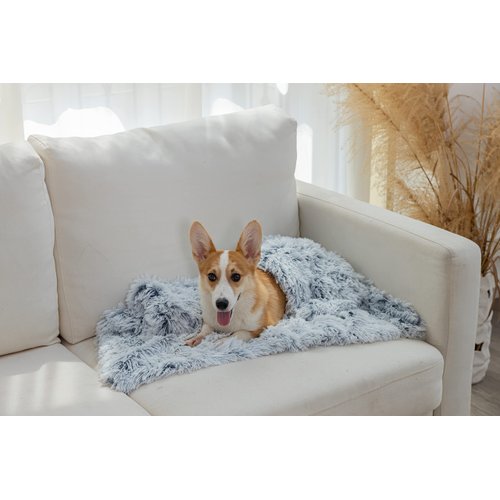 PJYuCien Fluffy Fleece Calming Pet Throw Blanket, Super Soft and Warm for Indoor Cats and Dogs, Small 16 * 24", Machine Washable, Grey Puppy Blanket