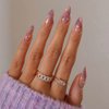 Foccna Purple Press on Bling Fake / False Nails, Almond Cute Daily Wear Artificail Nails for Women and Girls-24Pcs