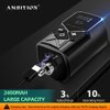 Tattoo Power Supply - Ambition Kuark Mini Wireless Portable RCA Tattoo 2400mAh Lithium Battery Pack with LED Digital Display for Rotary Tattoo Machine