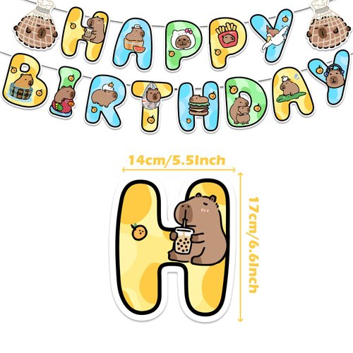 Capybara Birthday Decorations - Capybara Party Supplies, Capybara Theme Party Decorations Includes Capybara Birthday Banner Cake Topper, Cupcake Toppers, Balloons for Boys and Girls Party Decor