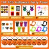 144 PCS Halloween Party Favors For Kids, 18 Pack Prefilled Halloween Pumpkins bucket with Toys Halloween Toys Bulk for Halloween Party School Classroom Prizes Rewards Trick or Treats Gifts