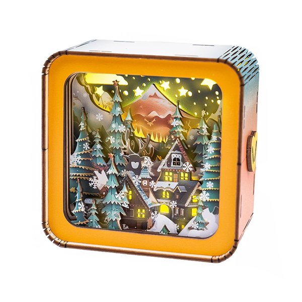 3D Puzzle Nightlight-DIY LED Light Wooden Puzzle-Art Lamp and Craft Kits for Kids and Adults-Birthday Gifts Toys-Home Desk Decor Family Game Christmas Craft Kit (Christmas Eve)