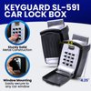 KeyGuard SL-591 Car Window Punch Button Lock Box, Black- Portable Key Storage Vault LockBox Fits House Keys, Car Keys, Fobs, Credit Cards/IDs + | Rideshare Keypad Safe Box, Digital Push Button Lock