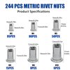 SAE & Metric Stainless Steel Rivet Nut Kits, JROUTH 380pcs Rivnuts & Nutsert Assortment, Sizes 8-32 10-24 1/4"-20 3/8"-16 5/16"-18 M3 M4 M5 M6 M8 M10