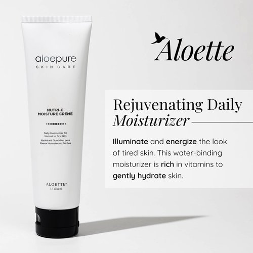 Aloette Nutri-C Face Moisturizer Cream - Daily Facial Skin Care Products for Wrinkles & Fine Lines - Skin Moisturizer Face Lotion Hydrates & Rejuvenates Dry to Normal Skin, Gluten Free - 3 Fl Oz