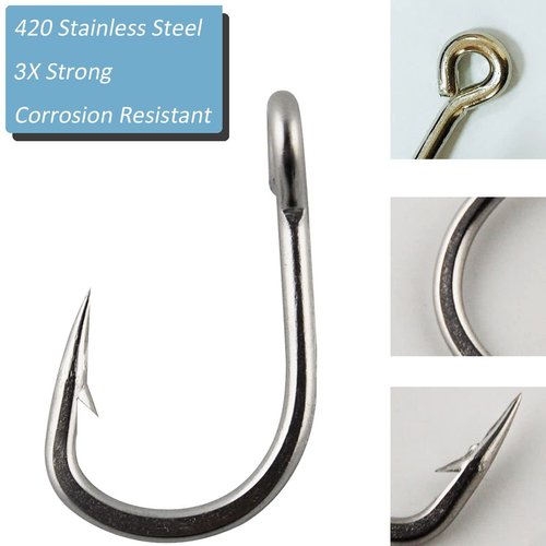 Fishing Hooks Saltwater Extra Strong Stainless Steel Fishing Hook Live Bait Fish Hooks Saltwater Fishing Tackle 4/0